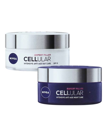 Nivea Cellular Expert Filler zpevňující denní krém SPF 15 50 ml + zpevňující noční krém 50 ml dárková sada