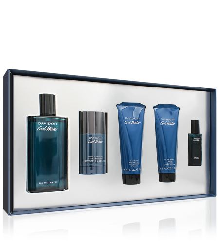 Davidoff Cool Water dárková sada pro muže toaletní voda 125 ml + deostick 70 g + sprchový gel 75 ml + balzám po holení 75 ml + toaletní voda 15 ml