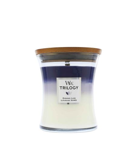 WoodWick Trilogy Evening Luxe vonná svíčka s dřevěným knotem 275 g