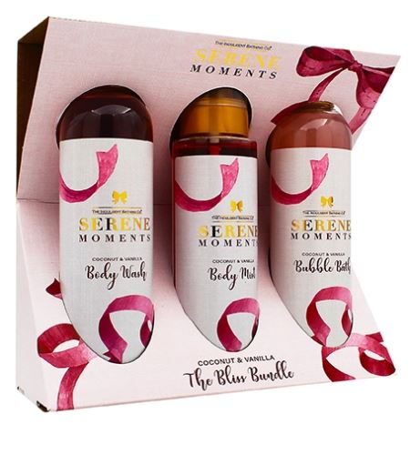 The Indulgent Bathing Co. Serene Moments dárková sada sprchový gel 240 ml + pěna do koupele 240 ml + tělová mlha 200ml