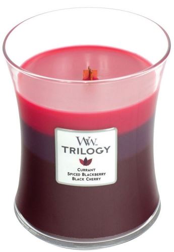 WoodWick Trilogy Sun Ripened Berries vonná svíčka s dřevěným knotem 275 g