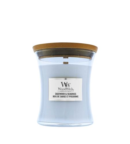 WoodWick Sagewood & Seagrass vonná svíčka s dřevěným knotem 275 g