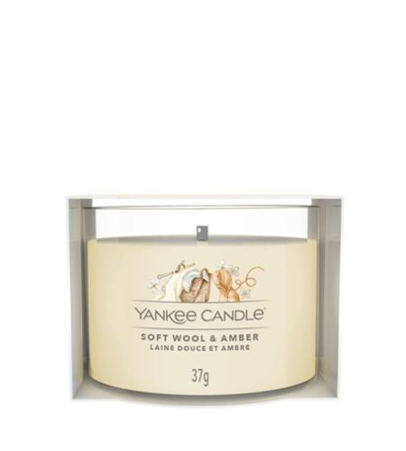 Yankee Candle Soft Wool & Amber votivní svíčka ve skle 37 g