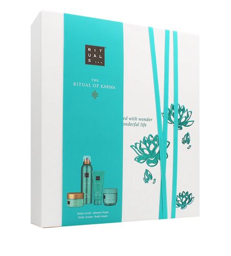 Rituals The Ritual of Karma dárková sada sprchový gel 200 ml + tělová maska 125 ml + tělový peeling 125 g + tělový krém 100 ml