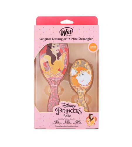 Wet Brush Disney Princess Belle Kit dárková sada kartáč na vlasy Original Detangler + kartáč na vasy Mini Detangler