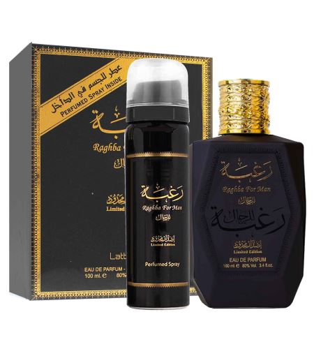 Lattafa Raghba For Man dárková sada pro muže parfémovaná voda 100 ml + deospray 50 ml