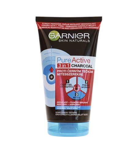 Garnier Skin Naturals Pure Active čistící gel peeling a maska s aktivním uhlím 3v1 150 ml