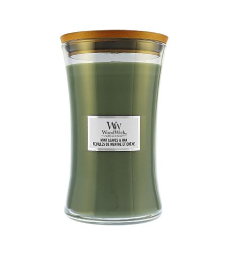 WoodWick Mint Leaves & Oak vonná svíčka s dřevěným knotem 609,5 g