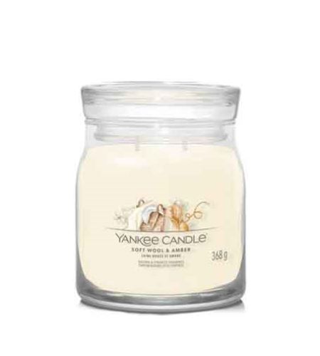 Yankee Candle Soft Wool & Amber signature svíčka střední 368 g