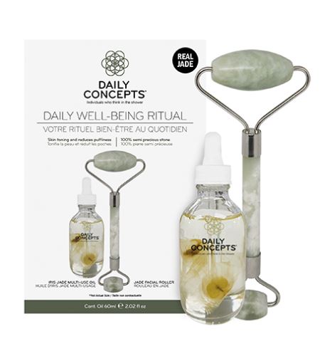 Daily Concepts Daily Well-Being Ritual dárková sada Daily Jade Facial Roller + Iris Jade Multi-Use Oil 60 ml