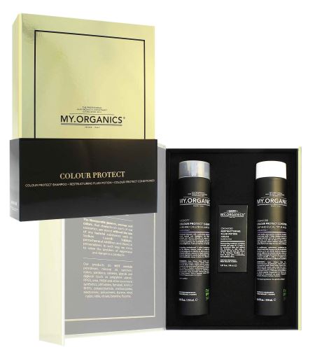 MY.ORGANICS Colour Protect Deluxe 2023 dárková sada šampon pro barvené vlasy 250 ml + kondicionér pro barvené vlasy 250 ml + vlasový elixír 30 ml