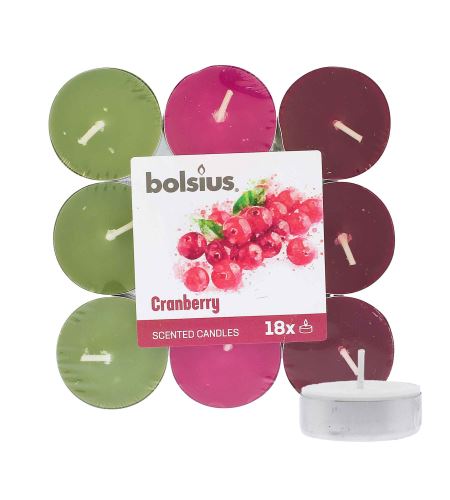 Bolsius Scented Tealights Cranberry 4h čajová svíčka 18 ks
