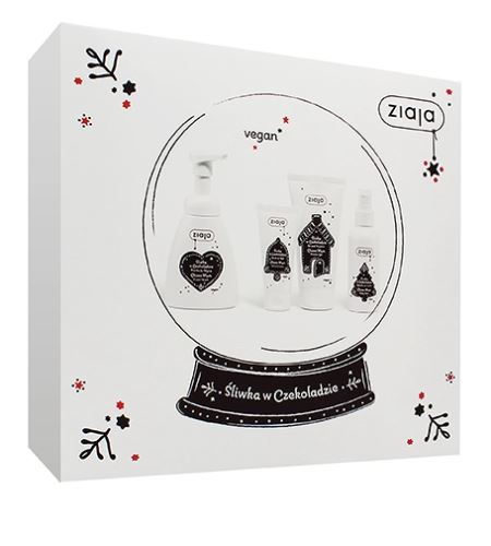 Ziaja Choco Plum dárková sada sprchový gel 160 ml + mycí pěna 250 ml + krém na ruce 50 ml + tělový sprej 100 ml